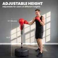 Soozier Adjustable Height Free Standing Boxing Bag Set with 6 Suction Cups and Boxing Gloves, for Exercise Training(m-4)