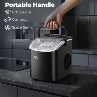HOMCOM Portable Ice Maker Countertop with Handle, Self Cleaning Ice Maker Machine with Scoop and Basket, 26lbs/24Hrs, Black(m-7)