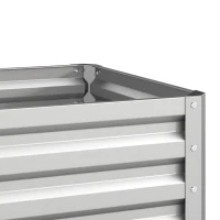 Outsunny Set of 2 Raised Garden Bed, 2 x 2 x 1ft Steel Planters for Outdoor Plants, Elevated Planter Box, Easy-to-assemble, for Flowers Herbs and Vegetables, Silver(m-10)