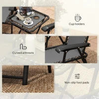 Outsunny 3 Pieces Patio Bistro Set, Outdoor Folding Table and Chairs Set, Metal Patio Furniture Set with Cup Holders(m-7)