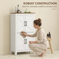 HOMCOM Farmhouse Bathroom Storage Cabinet, Bathroom Floor Cabinet with Barn Doors and Adjustable Shelves, White(m-6)