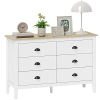HOMCOM Chest of Drawers with Quiet Slides, Modern 6 Drawer Dresser for Bedroom, Closet, Living Room, Entryway, White(m-9)
