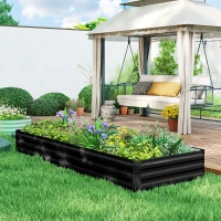 Outsunny 95" x 36" x 12" Galvanized Raised Garden Bed, Metal Elevated Planter Box for Growing Flowers, Herbs, Succulents, Black(m-8)