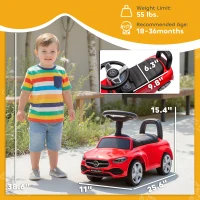 Qaba Mercedes-Benz C-Class Licensed Kids Ride On Car, Foot-to-Floor Toy with Anti-Tip Design, Horn & Start Sound, Red(m-3)