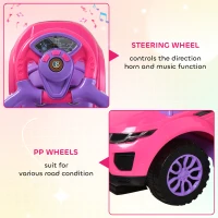 Aosom 3 in 1 Kid Ride on Push Car, Toddlers Sliding Walking Car, with Horn, Under Seat Storage, for 18-36 Months, Pink(m-5)