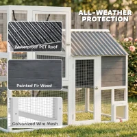 PawHut Catio Outdoor Cat Enclosure, 63" L Large Cat House with 4-Way Adjustable Door, Private House, Hammock, 2 Platforms(m-5)