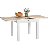 Outsunny Extendable Patio Dining Table, Aluminum Frame Outdoor Patio Table with Faux Wood Top for Garden Backyard, Natural Wood(m-9)