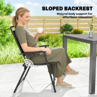 Outsunny Folding Garden Chairs, Garden Dining Chairs with Plastic Slatted Seat Back, Armrests, Steel Frame, Set of 4, Black(m-6)