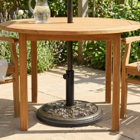 Outsunny 20 lbs Resin Round Patio Umbrella Base 18" Outdoor Decorative Cast Stone Parasol Stand Market Garden Umbrella Holder, Bronze(m-9)