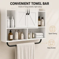 HOMCOM Bathroom Wall Cabinet, Medicine Cabinet Wall Mounted with Open and Hidden Storage Space for Bathroom, White(m-6)