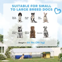 PawHut 19.7' x 7.5' x 4.9' Outdoor Dog Kennel Heavy Duty Galvanized Steel Chain Link with UV-resistant Roof, Silver(m-4)