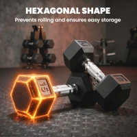 Soozier Hex Dumbbell Weight Set with Vertical Rack, 120lbs Rubber-Coated Dumbbells with Non-Slip Handles(m-7)