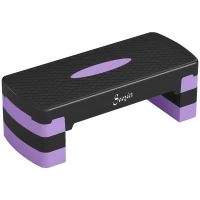 Soozier Aerobic Exercise Step Platform, 4"/6"/8" Adjustable Aerobic Stepper with Risers, Workout Stepper for Home Gym, Purple(m-13)