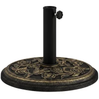 Outsunny 20 lbs Resin Round Patio Umbrella Base 18" Outdoor Decorative Cast Stone Parasol Stand Market Garden Umbrella Holder, Bronze(m-11)