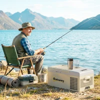 Outsunny 12 Volt Car Refrigerator, 17QT Car Fridge Electric Cooler, 12/24V DC and 100-240V AC, -4℉-50℉, Portable Refrigerator(m-8)