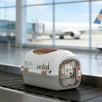 PawHut Hard-Sided Travel Pet Carrier, Plastic Dog and Cat Kennel for Small Dogs and Cats, Portable Crate with Steel Wire Door(m-8)