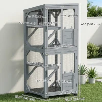 PawHut Movable Catio Outdoor Cat Enclosure with Resting Box, 3 Jumping Platforms, Waterproof Asphalt Roof for Outdoor Indoor(m-3)
