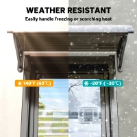 Outsunny Window Awning Door Canopy, Polycarbonate Cover Patio Awnings, 47" x 30", Brown(m-6)