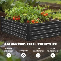 Outsunny 12 x 4 x 1ft Galvanized Raised Garden Bed, Reinforced Outdoor Planter Box with Open Bottom, Black(m-5)