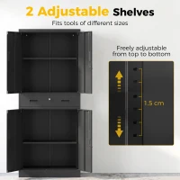 HOMCOM Metal Storage Cabinet with Locking Doors and Drawer,  71" Tall Lockable Garage Storage Cabinet with Adjustable Shelves(m-7)