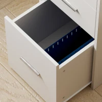HOMCOM L Shaped Desk, 55" Corner Computer Desk with Power Outlets, File Drawer, 2 Drawers, Adjustable Shelves, White(m-11)