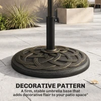 Outsunny 42 lbs Resin Round Market Umbrella Base Holder 22" Decorative Parasol Stand for Patio, Outdoor, Backyard, Bronze(m-5)