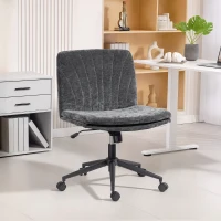 HOMCOM Criss Cross Chair with Wheels, Wide Office Chair with No Arms, Adjustable Height, Tilting, Grey(m-1)