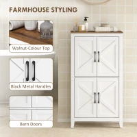 HOMCOM Farmhouse Bathroom Storage Cabinet, Bathroom Floor Cabinet with Barn Doors and Adjustable Shelves, White(m-5)