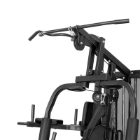 Soozier All-in-One Multi Home Gym Machine Workout Station with Weight Stack and Pulley System for Full Body Training, Black(m-12)