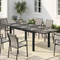 Outsunny Expandable Outdoor Dining Table, 55"-95" Patio Table with Tempered Glass Top and Aluminum Frame, Black(m-8)