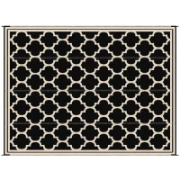 Outsunny 9'x12' Reversible Outdoor RV Rug, Patio Floor Mat, Plastic Straw Rug for Backyard, Deck, Beach, Camping, Black(m-10)