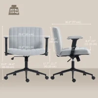 HOMCOM Criss Cross Chair with Flip-up Armrests, Wheels, Wide Office Chair with Adjustable Height, Tilting, Grey(m-3)