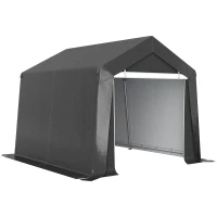 Outsunny 10' x 10' Outdoor Storage Shed Portable Garage with Roll-up Door for Motorcycle, Bike, Garden Tools, Dark Grey(m-9)