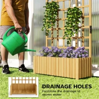 Outsunny Wooden Raised Garden Bed with Lattice Trellis, Outdoor Elevated Planter Box with Drainage Holes for Climbing Plants(m-6)