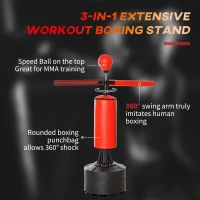 Soozier Freestanding Boxing Punch Bag Stand with 360° Rotating Flexible Arm, Speed Ball, Waterable and Sandable Base, Red(m-7)