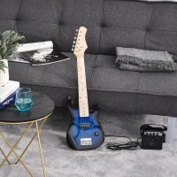HOMCOM 30 Inch Electric Guitar 3/4 Size Beginner Starter Kit with 5W Amplifier, Strap, Strings, Picks, Carrying Case, Blue(m-9)
