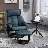 HOMCOM Massage Recliner Chair with Ottoman, 360° Swivel Recliner and Footstool, 10-Point Vibration, Blue(m-2)