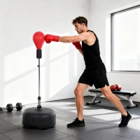 Soozier Adjustable Height Free Standing Boxing Bag Set with 6 Suction Cups and Boxing Gloves, for Exercise Training(m-1)