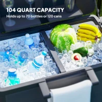 Outsunny 104 Quart Large Capacity Outdoor Cooler Cart, Patio Rolling Ice Chest with Bottle Opener Shelves Wheels, Black(m-4)