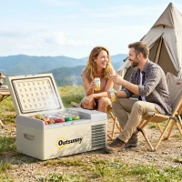 Outsunny 12 Volt Car Refrigerator, 17QT Car Fridge Electric Cooler, 12/24V DC and 100-240V AC, -4℉-50℉, Portable Refrigerator(m-1)