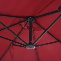 Outsunny 15ft Double-sided Patio Umbrella with Twin Canopy, Extra Large Outdoor Parasol with Crank for Pool, Deck, Market, Wine Red(m-7)