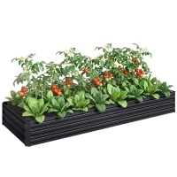 Outsunny 95" x 36" x 12" Galvanized Raised Garden Bed, Metal Elevated Planter Box for Growing Flowers, Herbs, Succulents, Black(m-9)