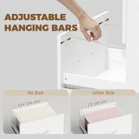 HOMCOM Computer Desk Foldable Top Office Desk 3 Drawers, 4 Lockable Wheels, White Wood Grain(m-7)