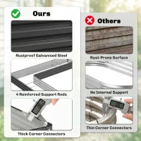 Outsunny L-Shaped Raised Garden Bed, 82" x 109" x 12" Galvanized Steel Planter Box with Multi-reinforced Rods for Vegetables, Flowers and Herbs, Dark Grey(m-6)