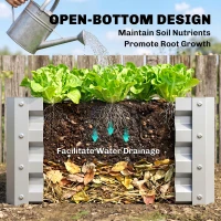 Outsunny Set of 2 Raised Garden Bed, 2 x 2 x 1ft Steel Planters for Outdoor Plants, Elevated Planter Box, Easy-to-assemble, for Flowers Herbs and Vegetables, Silver(m-6)
