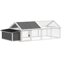 PawHut 95"L Chicken Run Large Chicken Coop with Nesting Box Wooden Roof Side Door for Outdoor 4–8 Chickens(m-2)