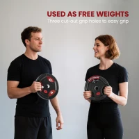 Soozier Weight Plates Set, 2-Inch Barbell Weights Set w/Tri-Grips for Home Gym Weightlifting and Strength Training, 2 x 33lbs(m-4)