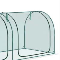 Outsunny 8' x 3' Crop Cage, Garden Plant Protector, with 3 Zippered Doors and 6 Ground Stakes, for Garden, Yard, Lawn Dark Green(m-12)