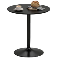 HOMCOM Modern Kitchen Table for 2 People, Round Dining Table with Steel Base for Living Room, Dining Room, Black(m-2)