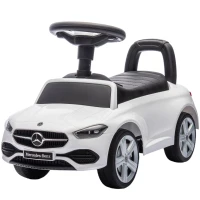 Qaba Mercedes-Benz C-Class Licensed Kids Ride On Car, Foot-to-Floor Toy with Anti-Tip Design, Horn & Start Sound, White(m-1)